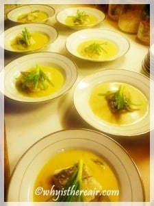 Haddock in a Thai syle broth, coconut, coriander