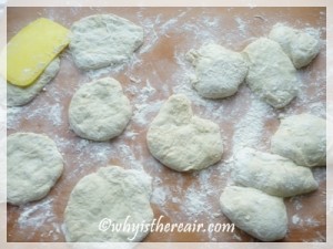 Pitta shapes in various stages of preparation