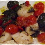 Thermomix Scallops with pesto, tomatoes and vegetables