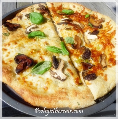 Thermomix pizza dough with mushrooms and mozzarella