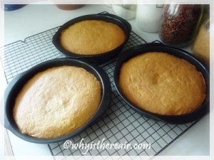 Three cakes come out of the oven