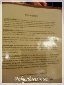Green's Cheese menu