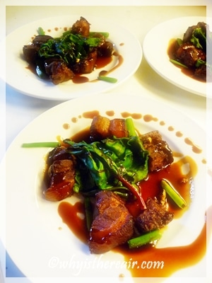 Hung Shao pork belly, beet greens
