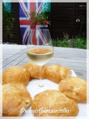 Gougeres are traditionally served with white wine in Burgundy