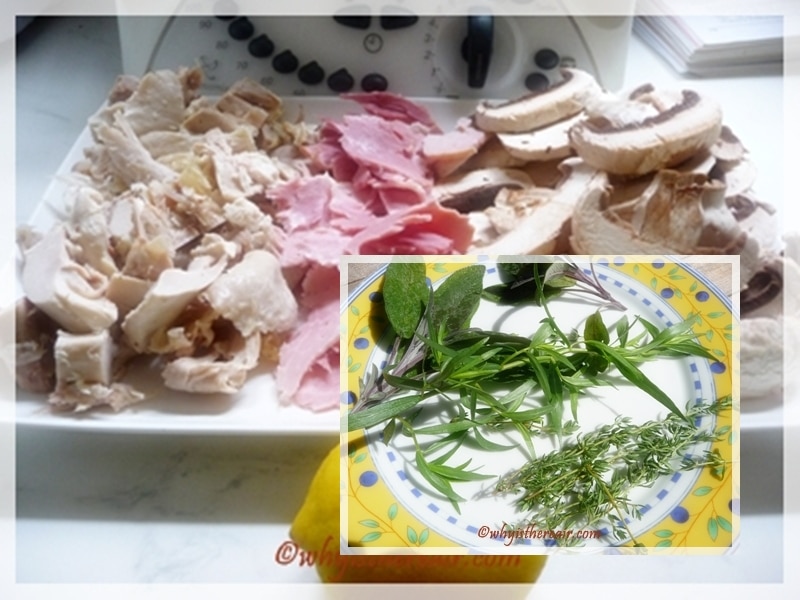Our filling ingredients include roast chicken, mushrooms, ham and lemon zest