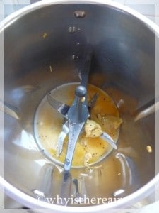 Mayonnaise ingredients and Butterfly Whisk in the Thermomix bowl