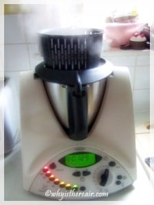 Thermomix's internal steamer basket can also be used to stop spatters out from the lid