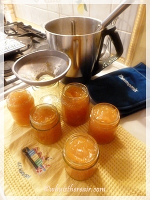 Filling my sterilised jars with Thermomix orange marmalade