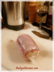 Roll your stuffed meat into a cling film-wrapped cylinder and twirl the ends