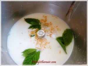 We infused our milk with the orange zest and mint leaves