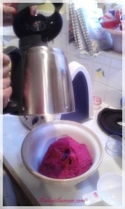 We dropped the dough for our Beet Bread from the Thermomix bowl straight into a bowl