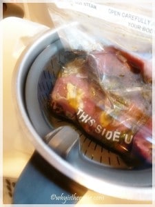 Thermomix as a Water Bath: 4.Place your sous-vide packaged lamb into the internal steamer basket and cook 50° C/25 minutes/Speed 2.
