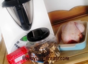 Dried mushrooms, butter and chicken make Madame Thermomix and ThermoHubby John very happy!